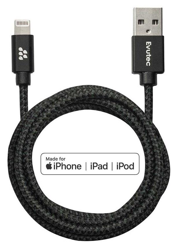 Evutec Karbon MFi Lightning Cable (3.3 ft) Durable and Fast Charging [Aramid Fiber & Double Braided Nylon] [1 pack]