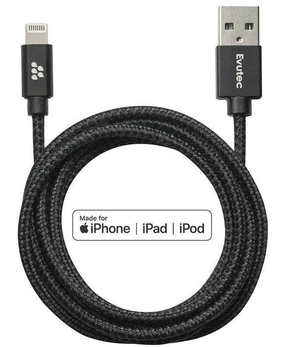 Evutec Karbon MFi Lightning Cable (5 ft) Durable and Fast Charging [Aramid Fiber & Double Braided Nylon]  [1 pack]