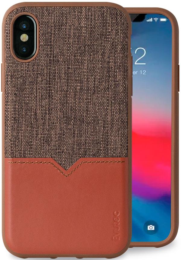 Evutec iPhone X/Xs Brigandine/Lava Premium Leather, Fabric Drop Protection Case with Magnetic Vent Mount